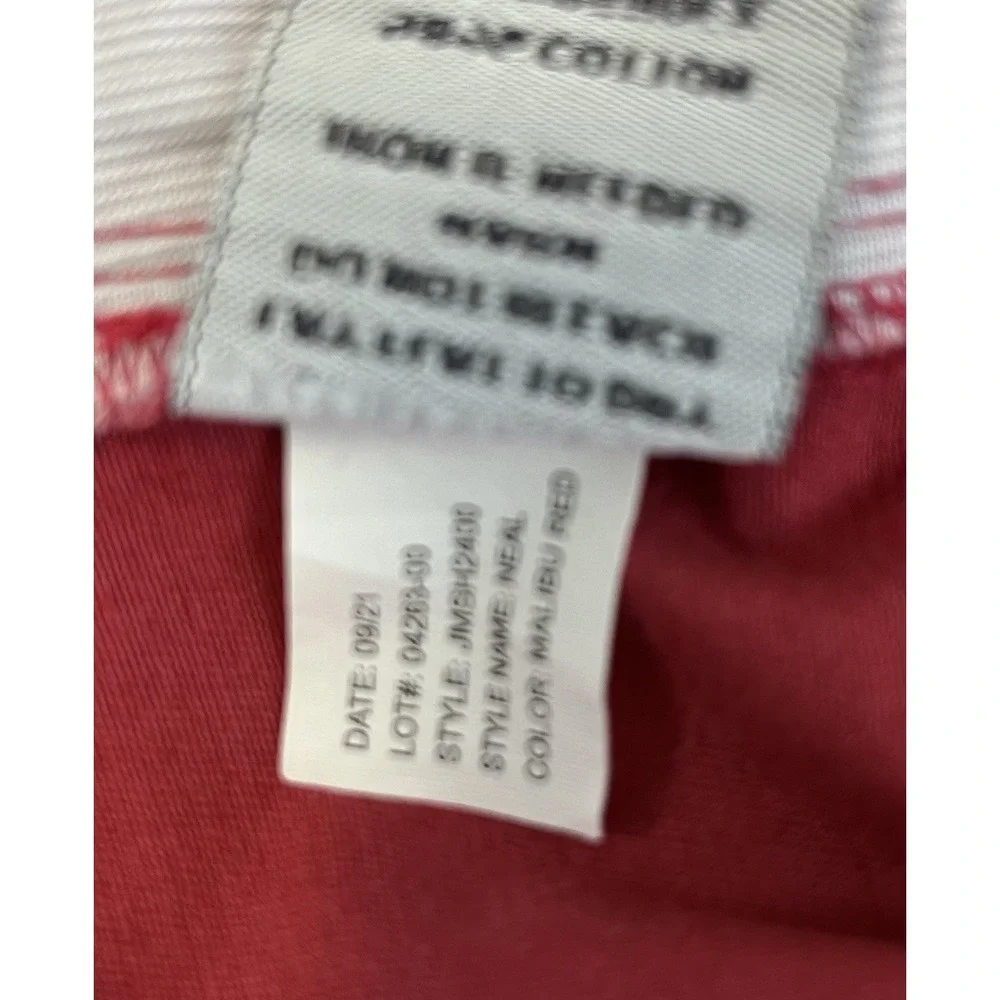 JOHNNIE-O Sz 34 Shorts Neal Malibu Red Flat Front Chino Stretch Twill *Flaw*